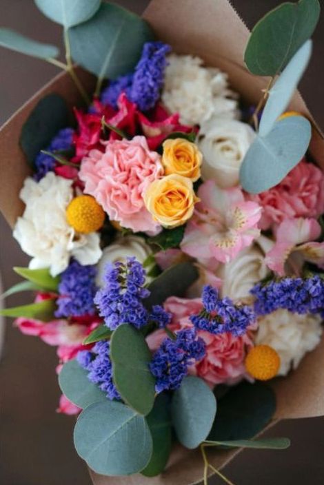 Students arranging flowers